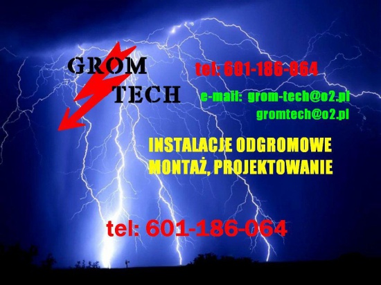 Instalatorstwo odgromowe podk,odgromniki,piorunochrony 601186064